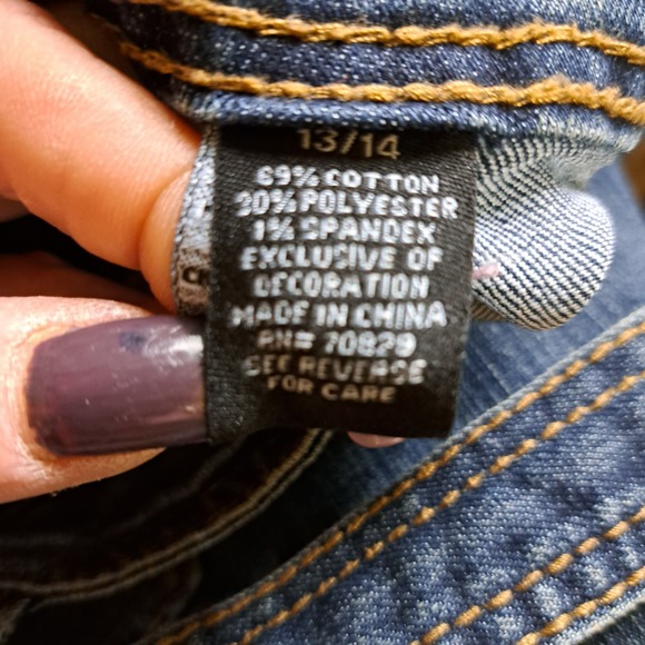 Rue 21 Front Overall Jeans Plaid Low back waist 13/14 - Picture 5 of 11